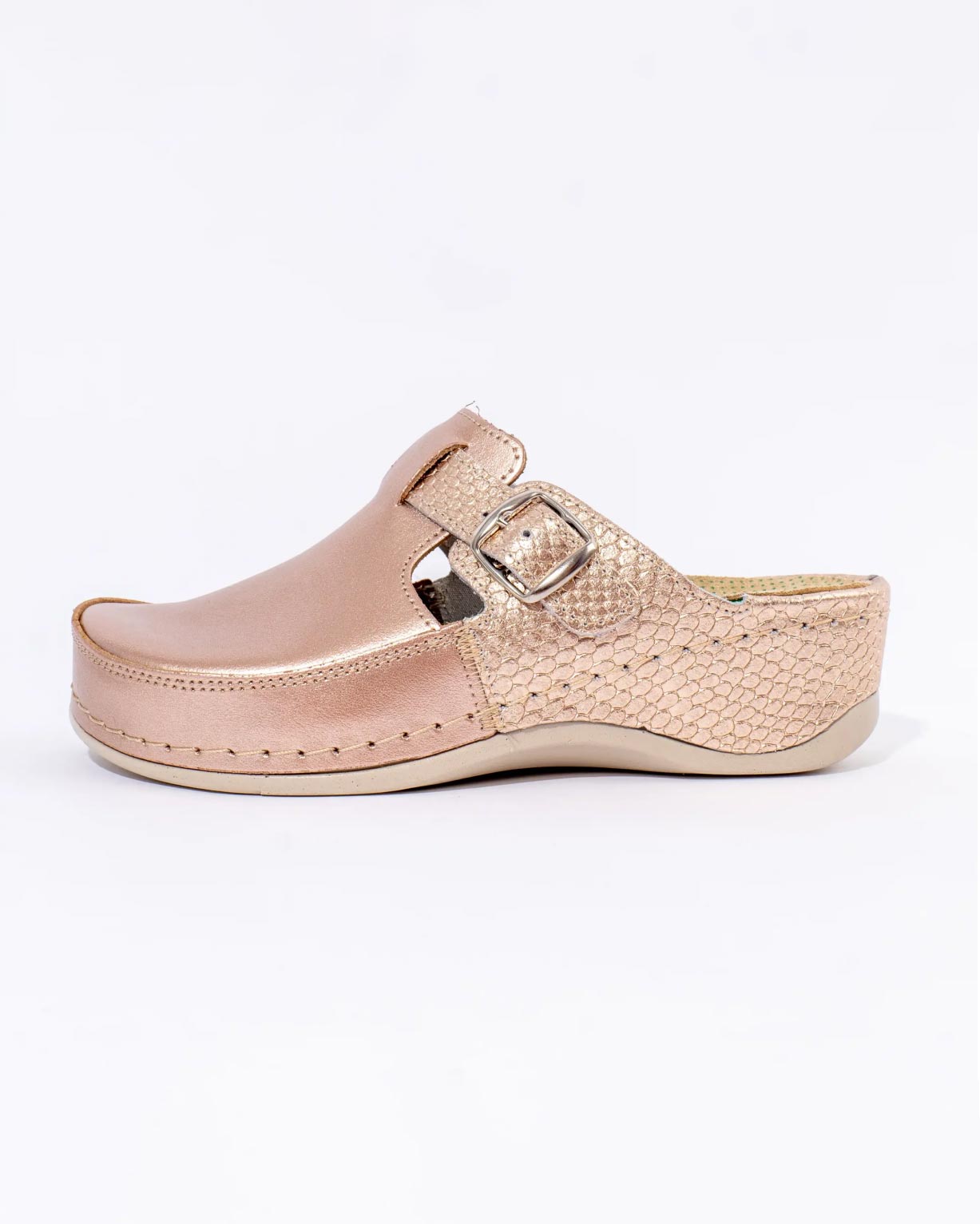 ŽENSKE KOŽNE KLOMPE BELLA 300 - METAL ROZE