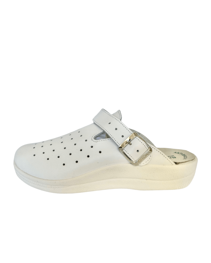 ŽENSKE KOŽNE KLOMPE - WORK&WELLNESS- RADNA OBUĆA - 6505 - BIJELE